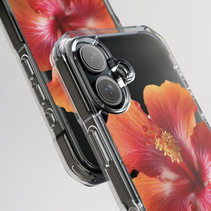 Phone case with camera lens protector on a floral background