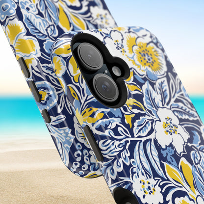 Top and bottom views of the Ann Arbor MagSafe Tough Case for iPhone  with beach background