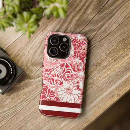 Norman MagSafe Phone case with floral design on a wooden surface