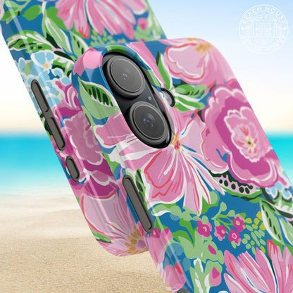 Close up view of details of the Madeira Slim Case for iPhone with a beach background