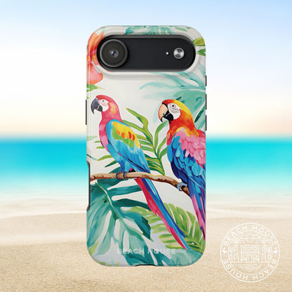 Copacabana Tough Case for iPhone 17 Air with parrot design on a beach background