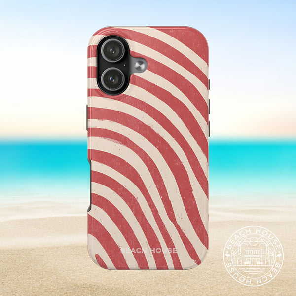 Kure Beach Tough Case for iPhone 17 with red and white striped pattern