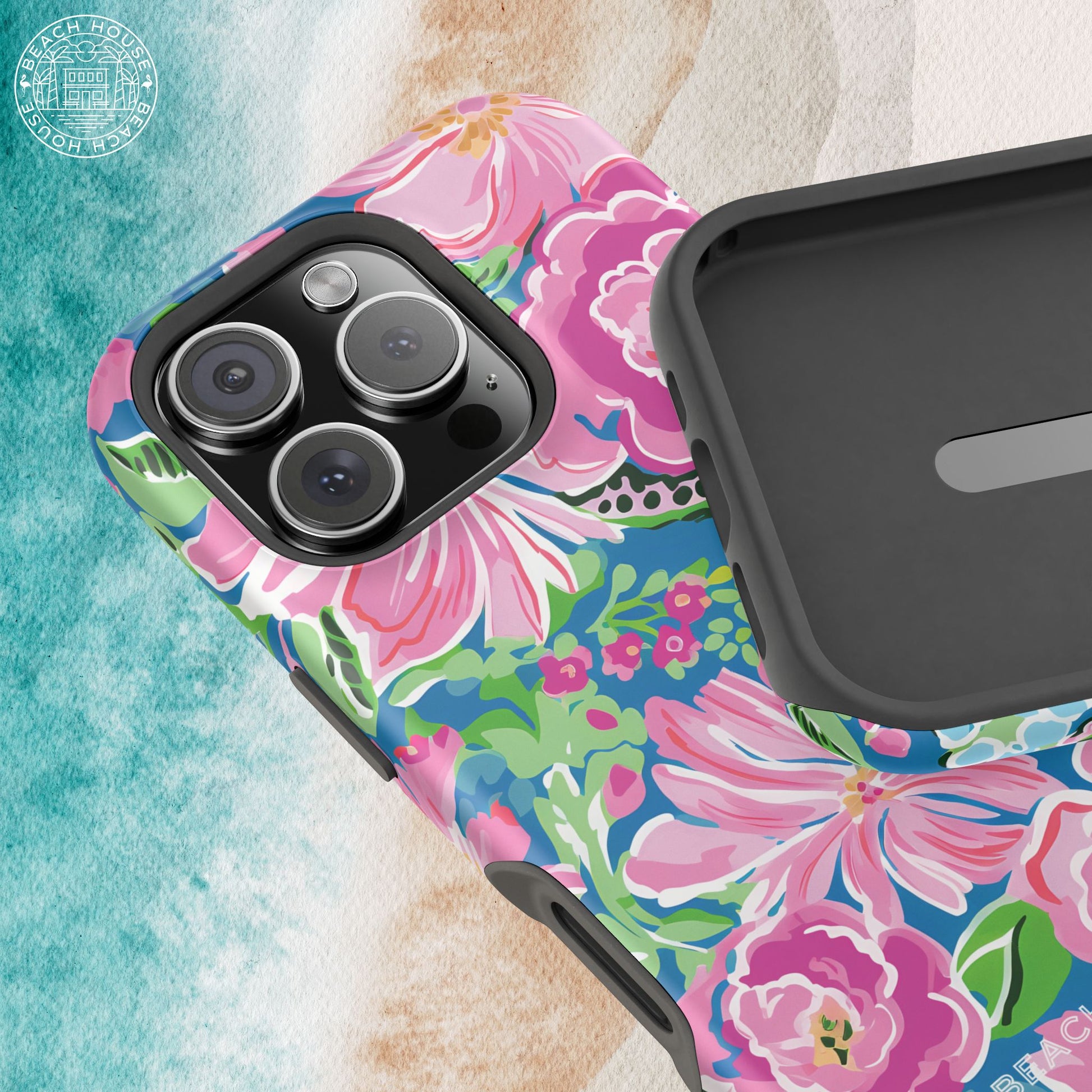 Floral Madeira phone case with a textured background