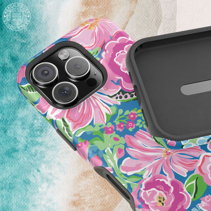 Floral Madeira phone case with a textured background