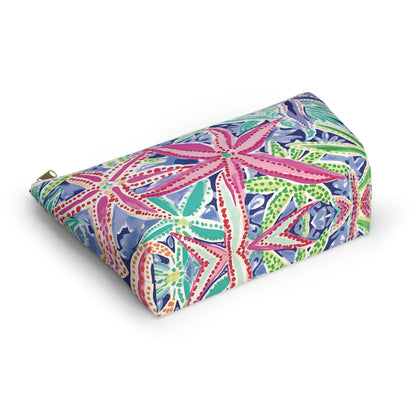 Colorful rectangular pouch with a pattern on a white background