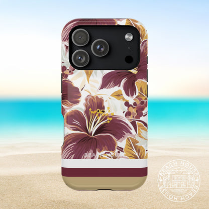 Tallahassee MagSafe Tough Case for iPhone 17 Pro with floral design on a beach background