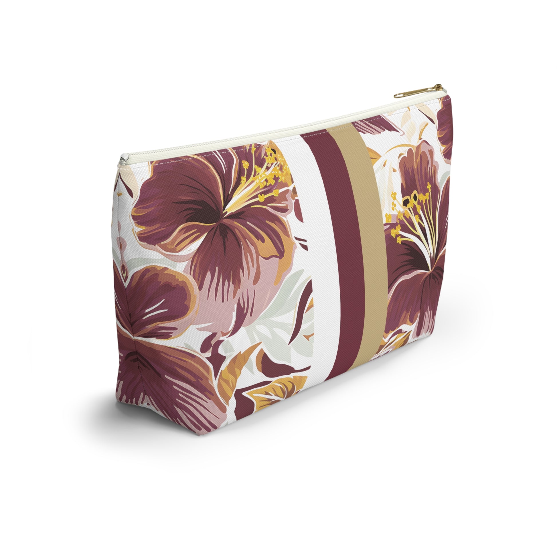 Floral patterned pouch on a white background