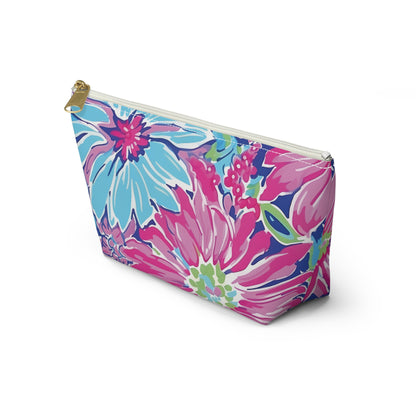 Floral patterned pouch on a white background