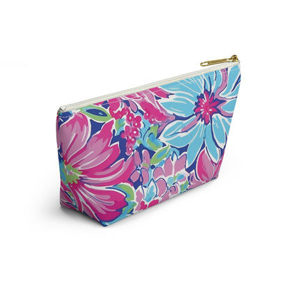 Floral patterned pouch on a white background