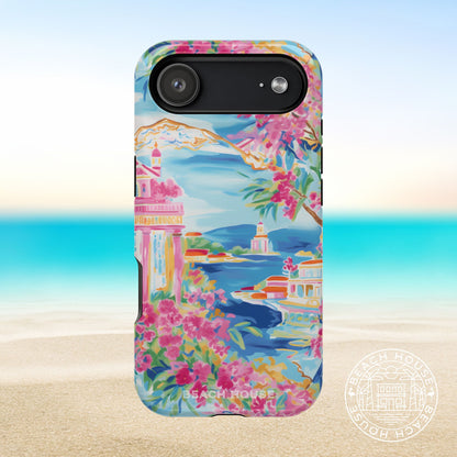 Positano MagSafe Tough Case for iPhone 17 Air with a colorful Mediterranean scene design on a beach background