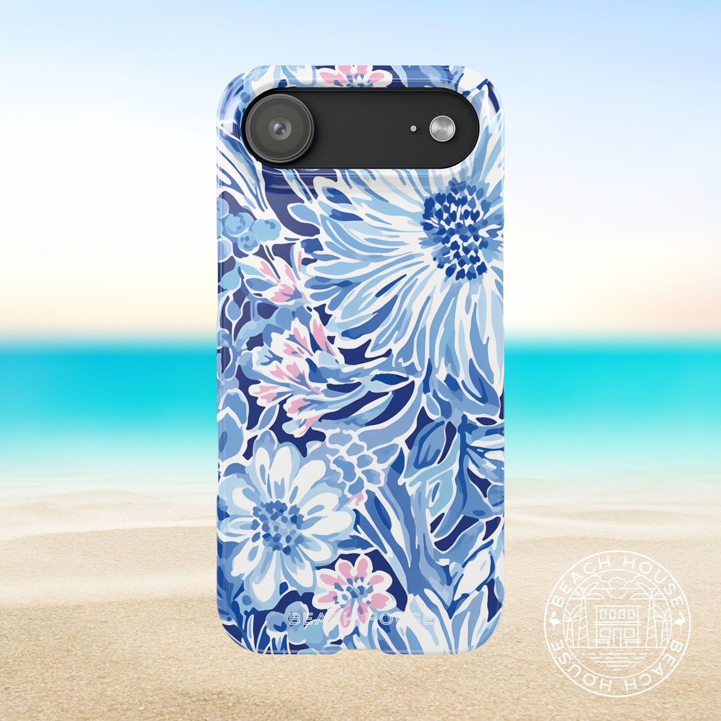 Huntington Slim Case for iPhone 17 Air on a beach background