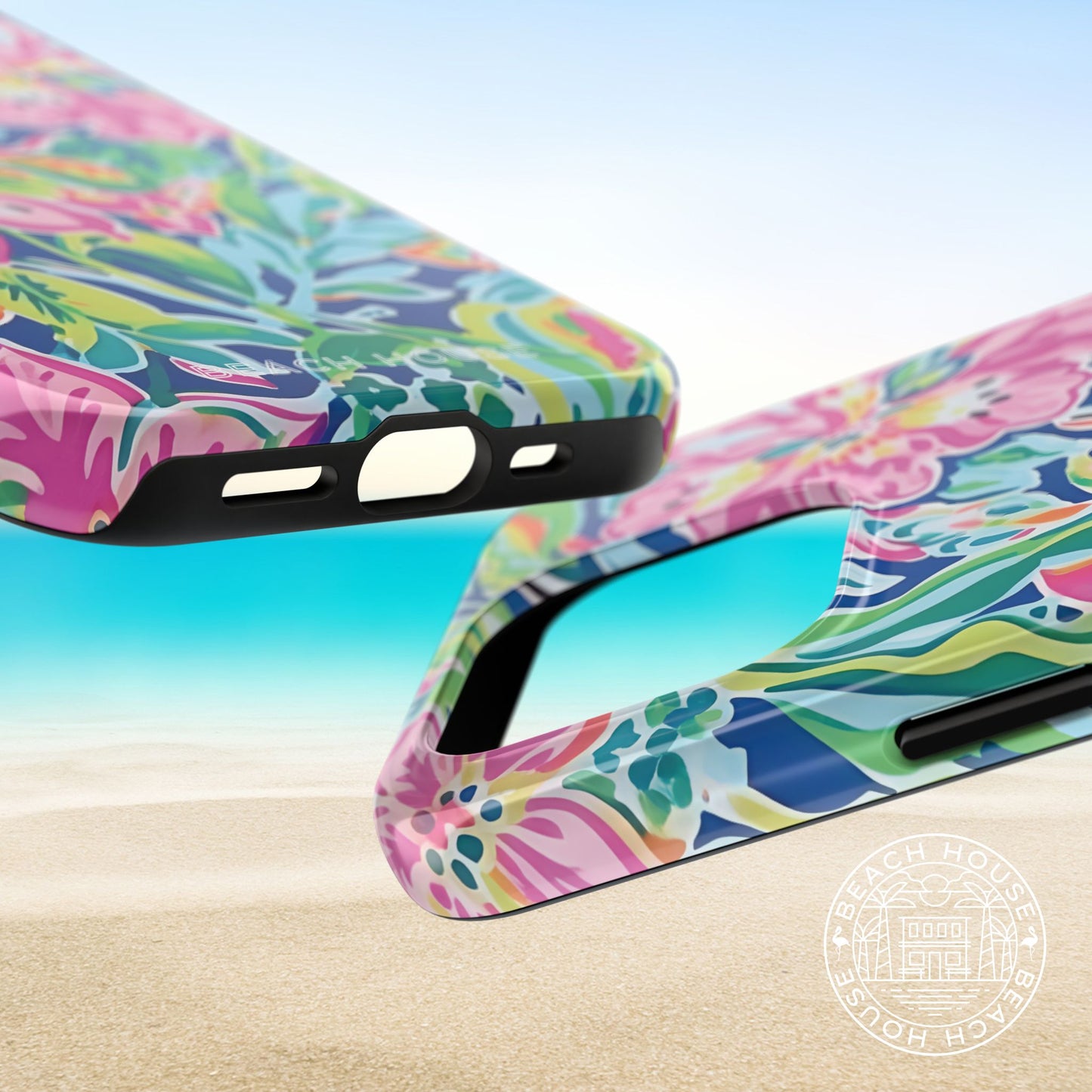 Colorful floral Fernandina Tough Case for iPhone on a sandy background