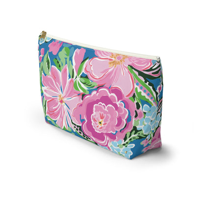 Floral patterned pouch on a white background