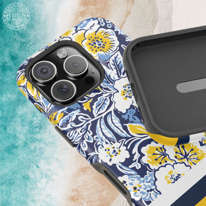 Interior/exterior view of the Ann Arbor MagSafe Tough Case for iPhone with floral design on a textured surface