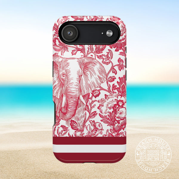 Tuscaloosa MagSafe Tough Case for iPhone 17 Air with elephant and floral design on a beach background