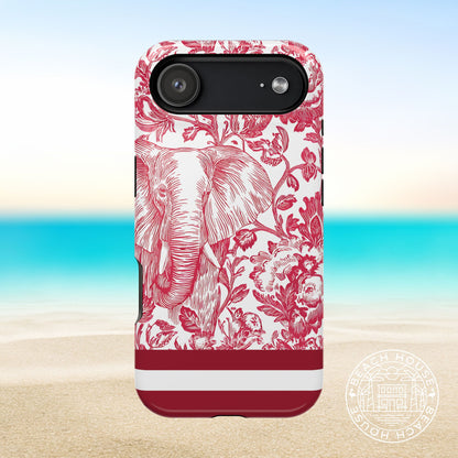 Tuscaloosa MagSafe Tough Case for iPhone 17 Air with elephant and floral design on a beach background