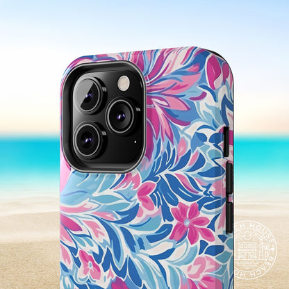 Destin Tough Case for iPhone with floral pattern on a beach background