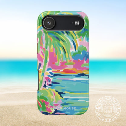 Delray Tough Case for iPhone 17 Air with palm tree design on a beach background