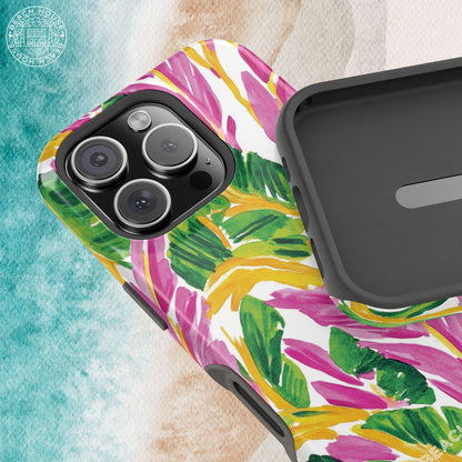 Interior and exterior view of the Naples MagSafe Tough Case for iPhone on a textured surface