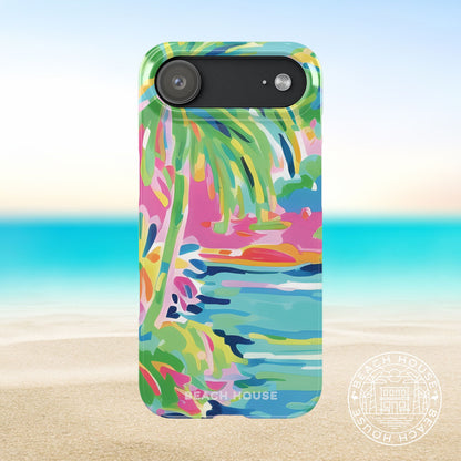 Colorful Delray Slim Case for iPhone 17 Air with palm tree design on a beach background