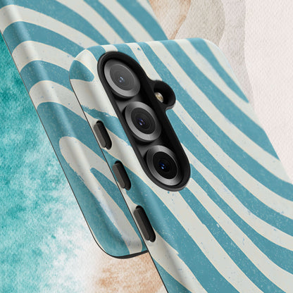 Close up views of the Holmes Beach Tough Case for Galaxy on a textured surface