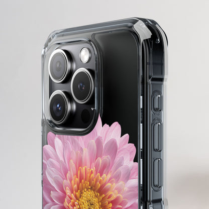 Phone case with a floral design on a gray background