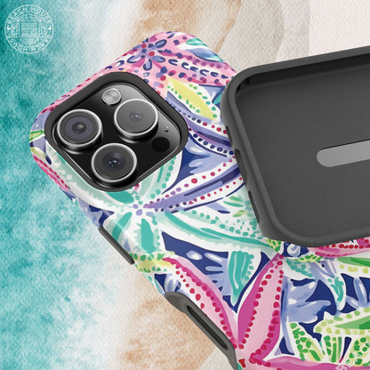 Colorful patterned Siesta Key MagSafe Tough Case for iPhone on a textured background
