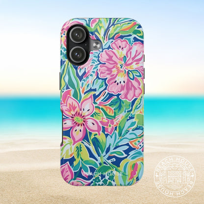 Tropical Fernandina Tough Case for iPhone 17 case on a beach background