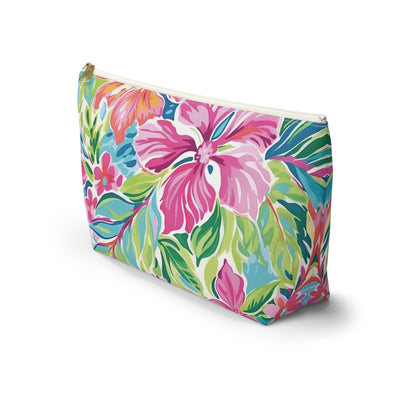 Floral patterned pouch on a white background