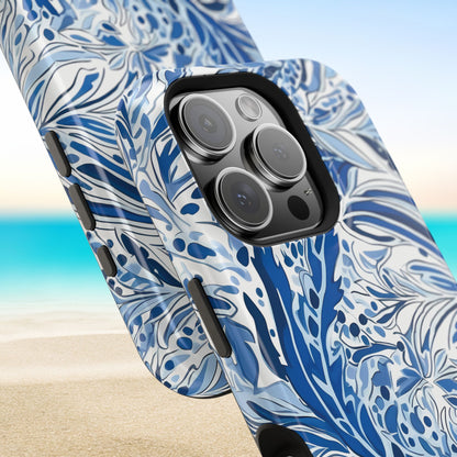 Close up views of the Nags Head MagSafe Tough Case for iPhone with a beach background