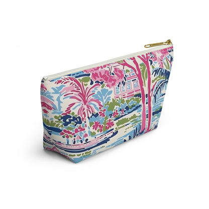 Colorful patterned pouch on a white background