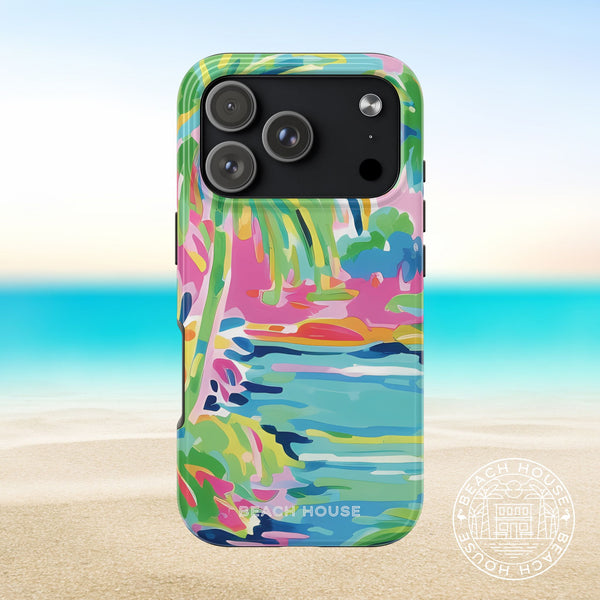 Delray Tough Case for iPhone 17 Pro case with coastal design on a beach background