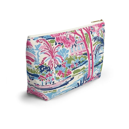 Colorful patterned pouch on a white background