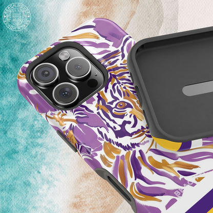 Interior and exterior views of the Baton Rouge MagSafe Tough Case for iPhone on a textured background