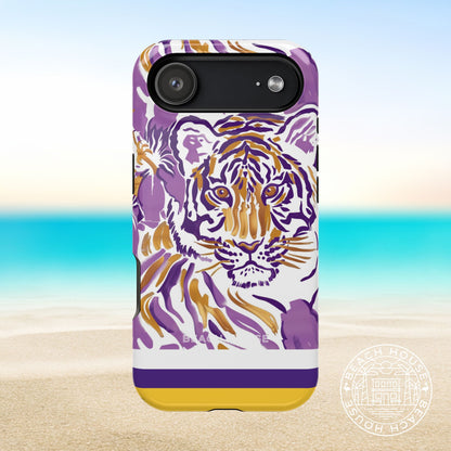 Baton Rouge MagSafe Tough Case for iPhone 17 Air with a tiger design on a beach background
