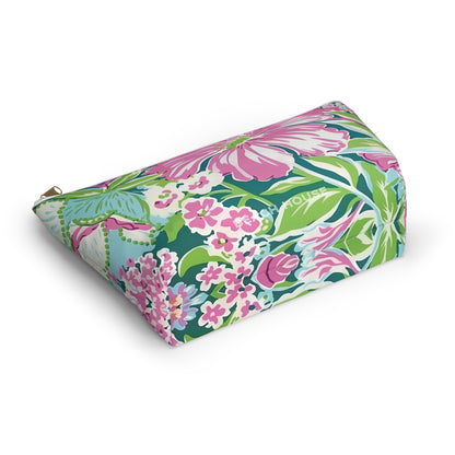 Bottom view of Floral-patterned Seaside Accessory Pouch on a white background