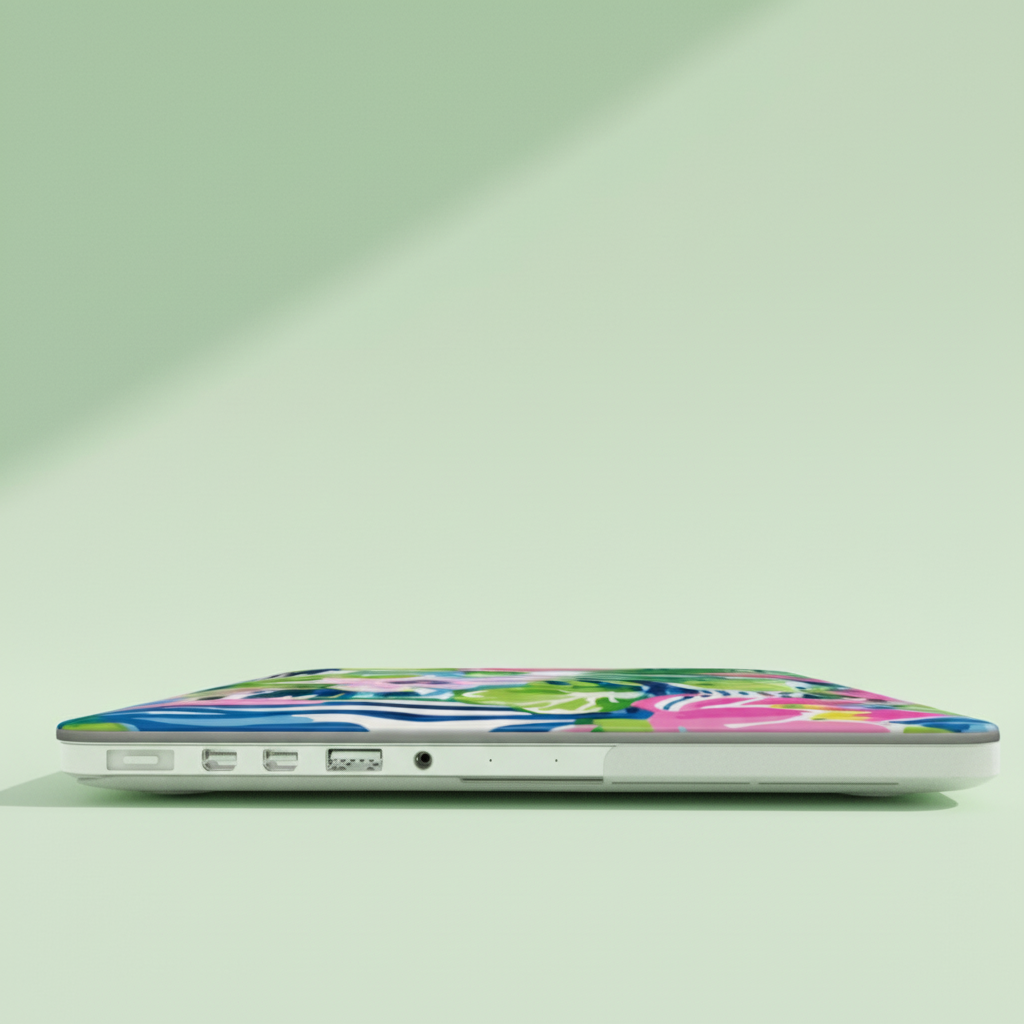 Floral Everglades MacBook Case on a light green background