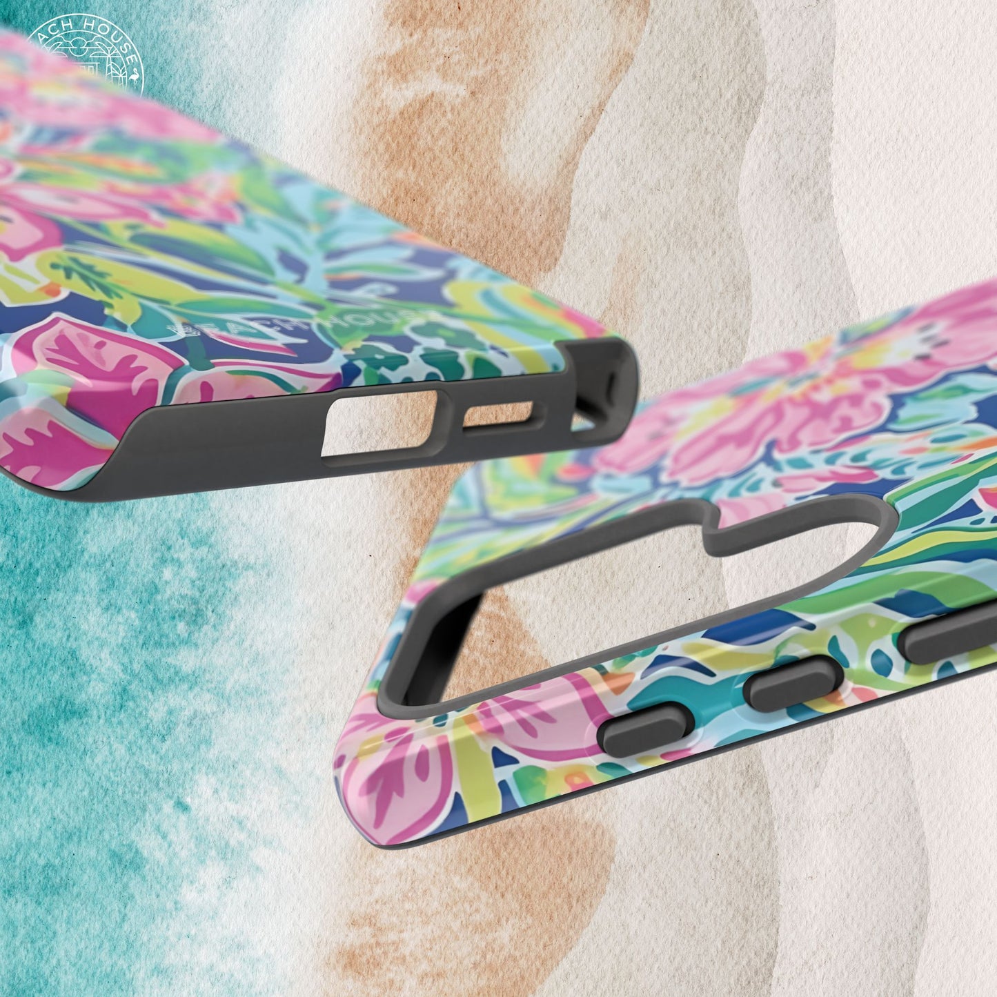 Top and bottom views of the Fernandina Tough Case for Galaxy on a textured surface