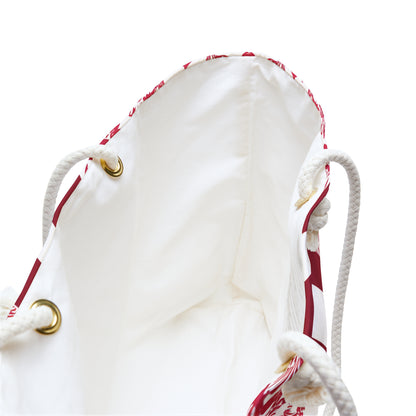 Interior view of the Tuscaloosa Weekender Tote Bag, showing an open compartment and rope handles, on a white background