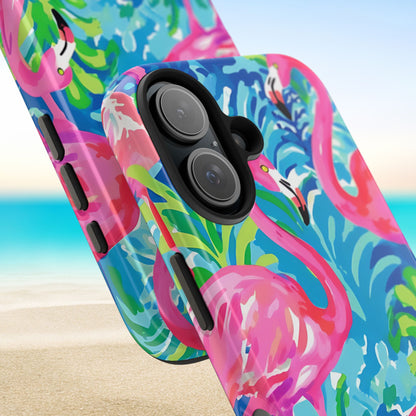 Colorful Key Largo Tough Case for iPhone with tropical design on a beach background