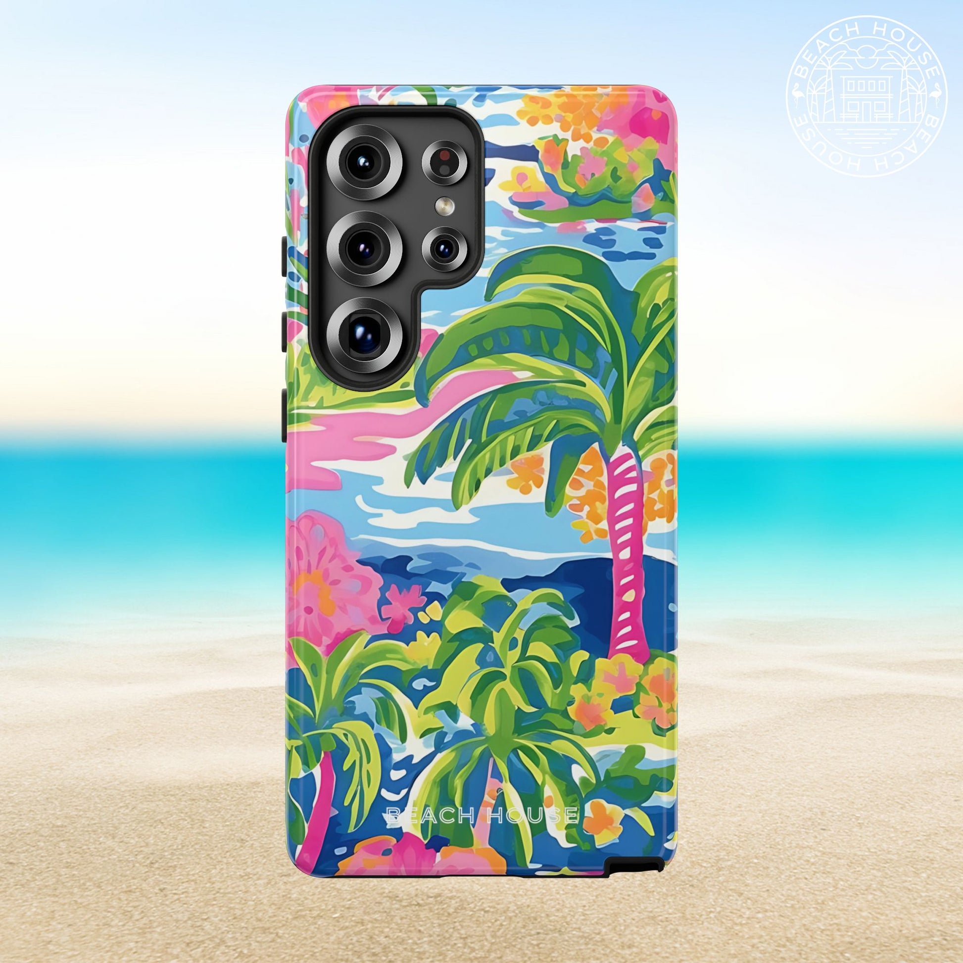 Kiawah Tough Case for Galaxy with tropical design on a beach background