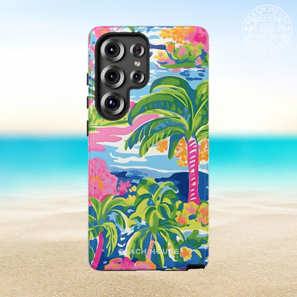 Kiawah Tough Case for Galaxy with tropical design on a beach background