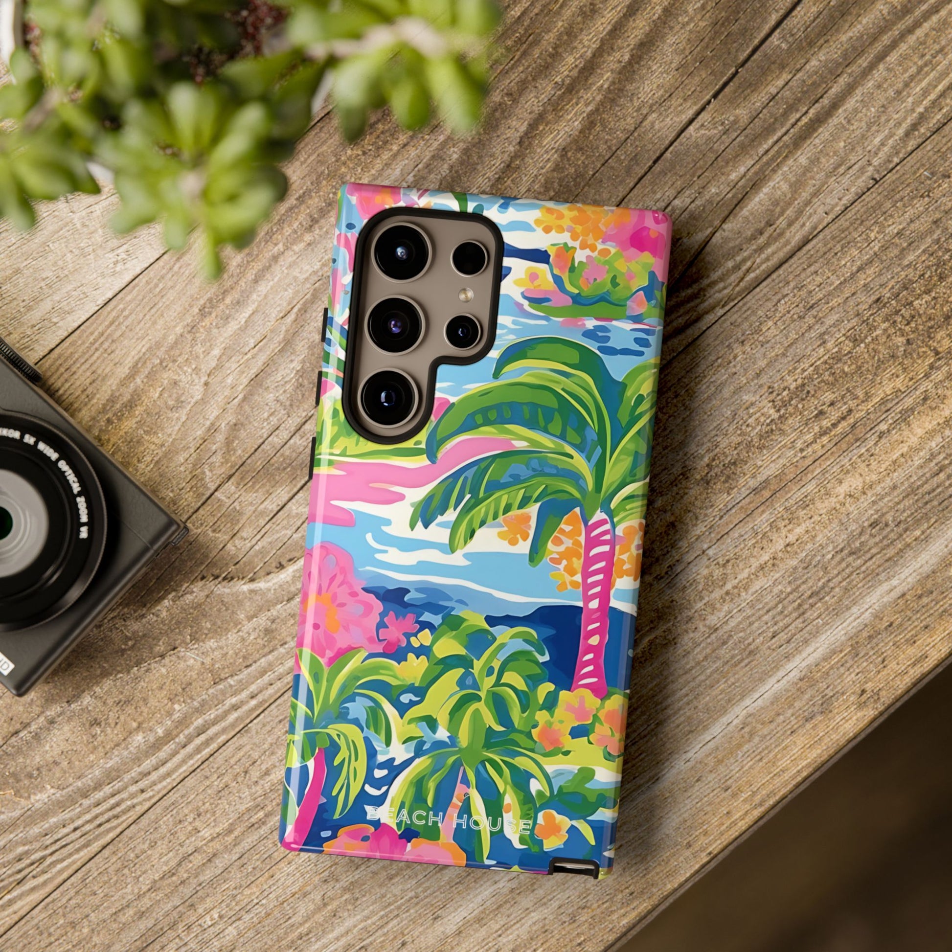 Colorful phone case with palm tree design Kiawah Tough Case for Galaxy