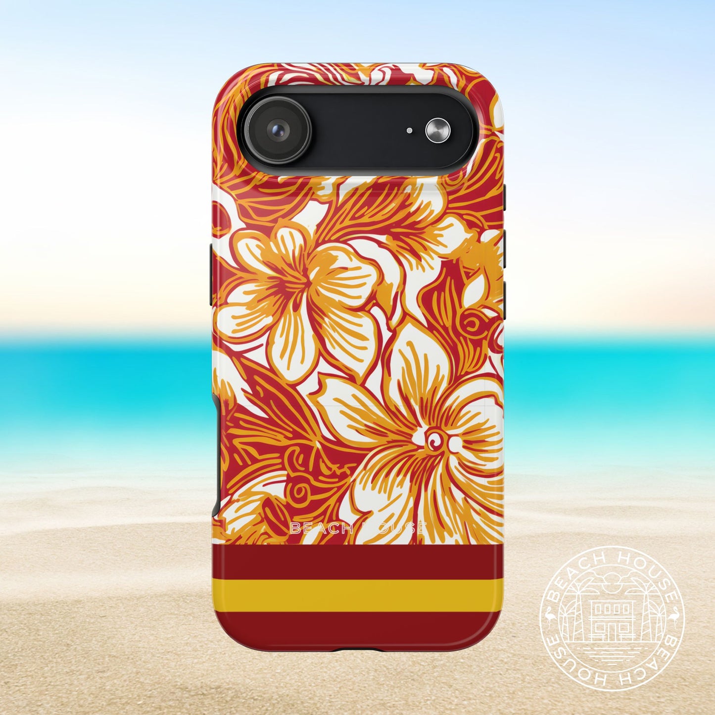 Los Angeles Tough Case for iPhone 17 Air with floral design on a beach background