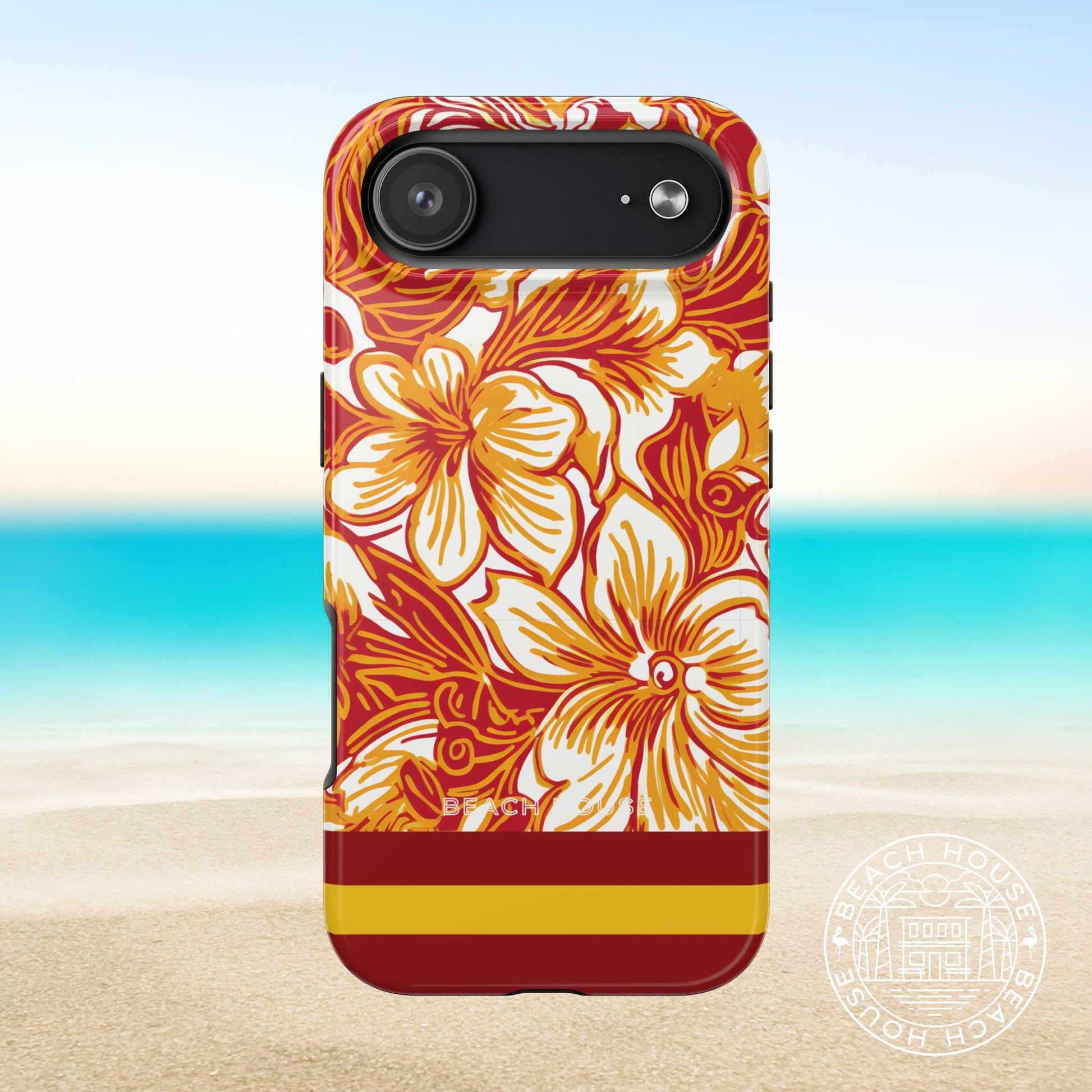 Los Angeles Tough Case for iPhone 17 Air with floral design on a beach background