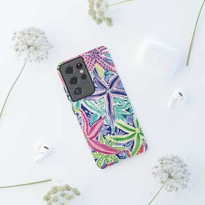 Siesta Key Tough Case for Galaxy with colorful pattern on a white surface with flowers