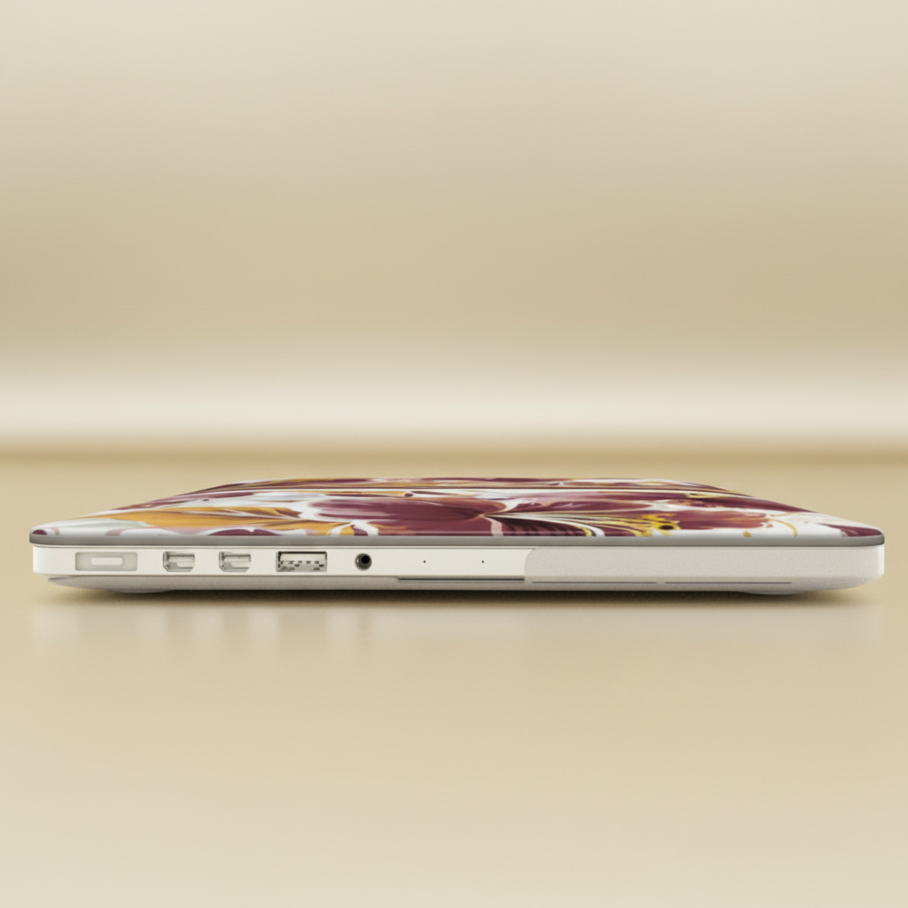 Laptop with a Tallahassee MacBook Case on a beige background