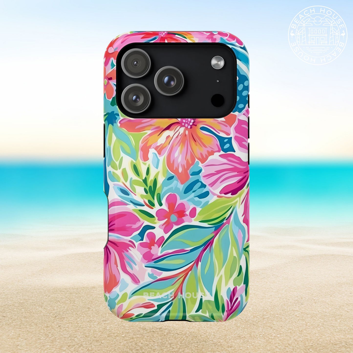 Waikiki MagSafe Tough Case for iPhone 17 Pro on a beach background