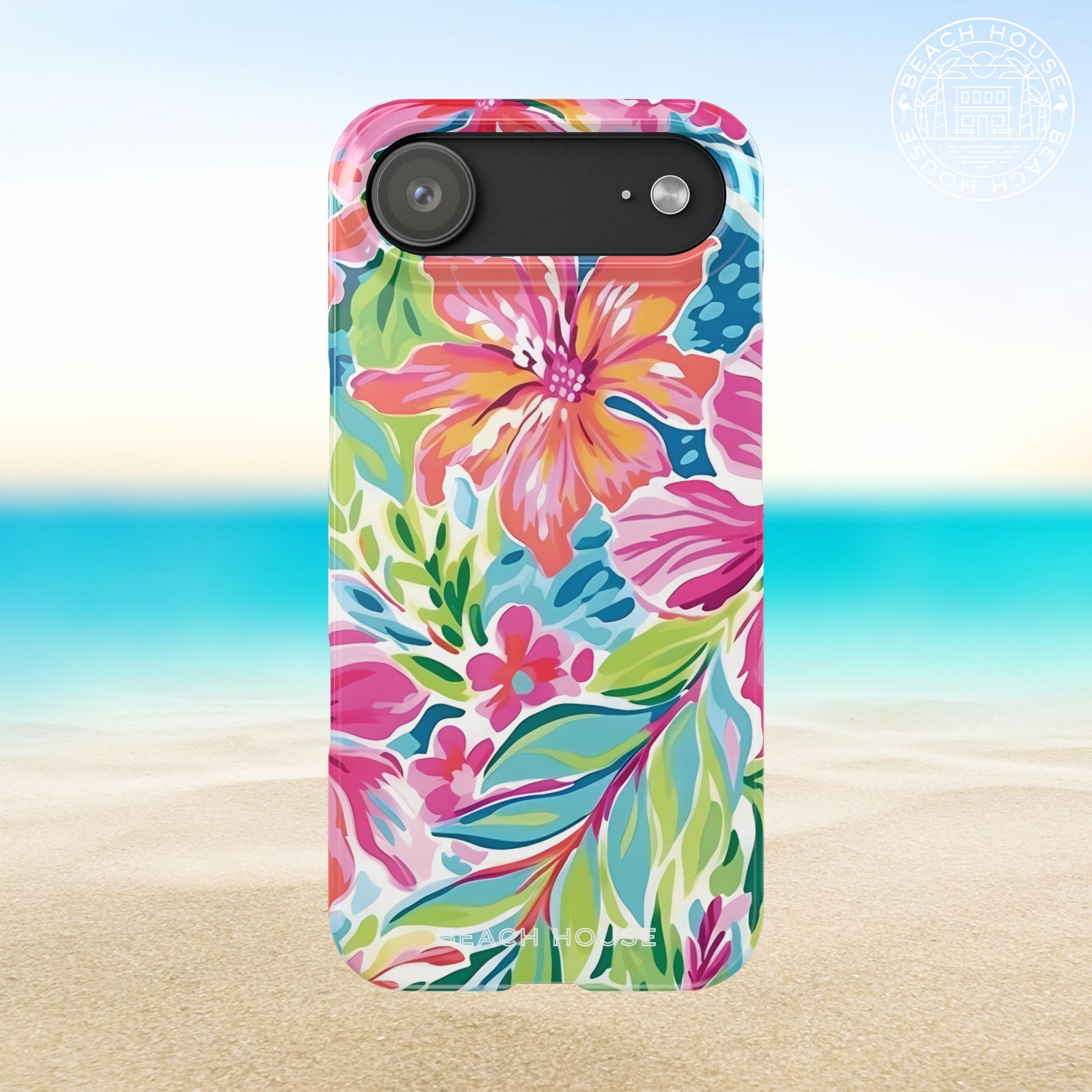 Waikiki Slim Case for iPhone 17 Air with colorful coastal design on a beach background