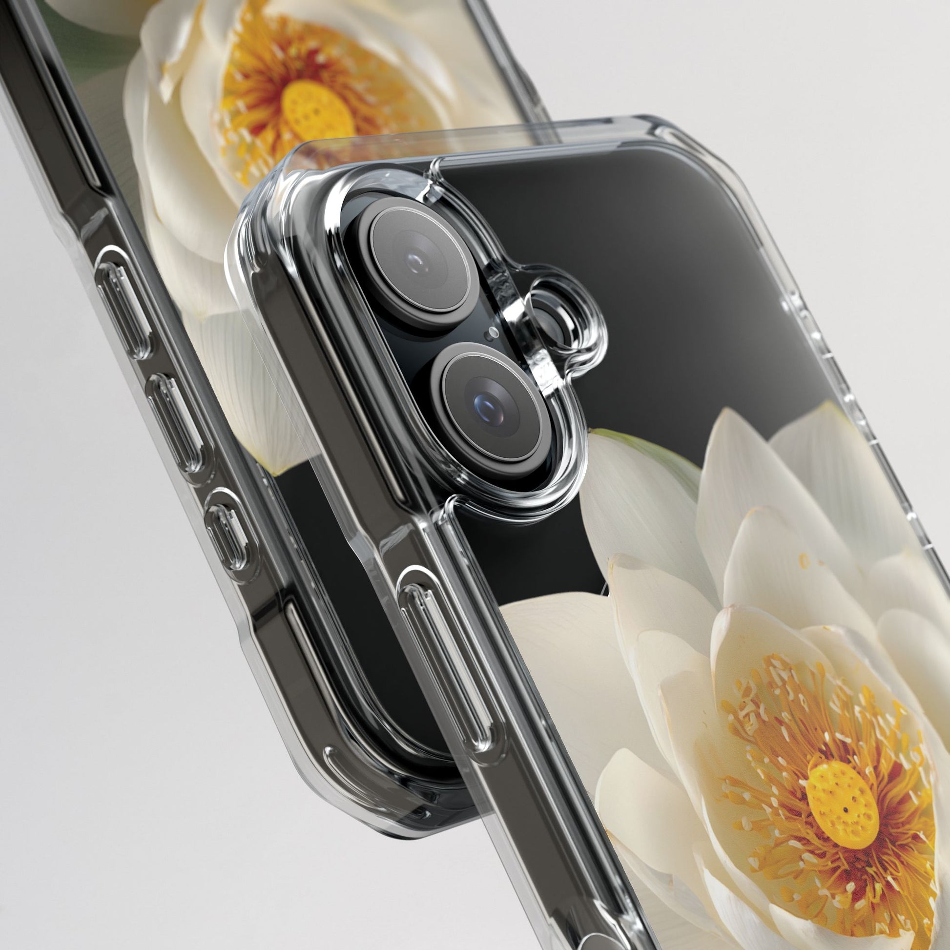 Phone case with floral design on a white background